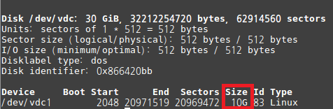 서버내에서 fdisk -l로 용량 확인